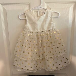 Carter's Ivory and Gold Polka Dot Party Dress. Size 12m